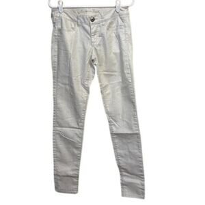 American Eagle AE Stretch Skinny Jegging Mid Rise Light Denim White Size 4 Long